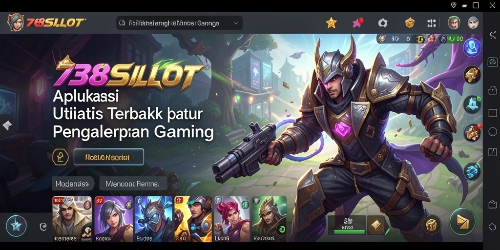 Tampilan antarmuka utama 738SLOT dengan berbagai fitur utilitas.