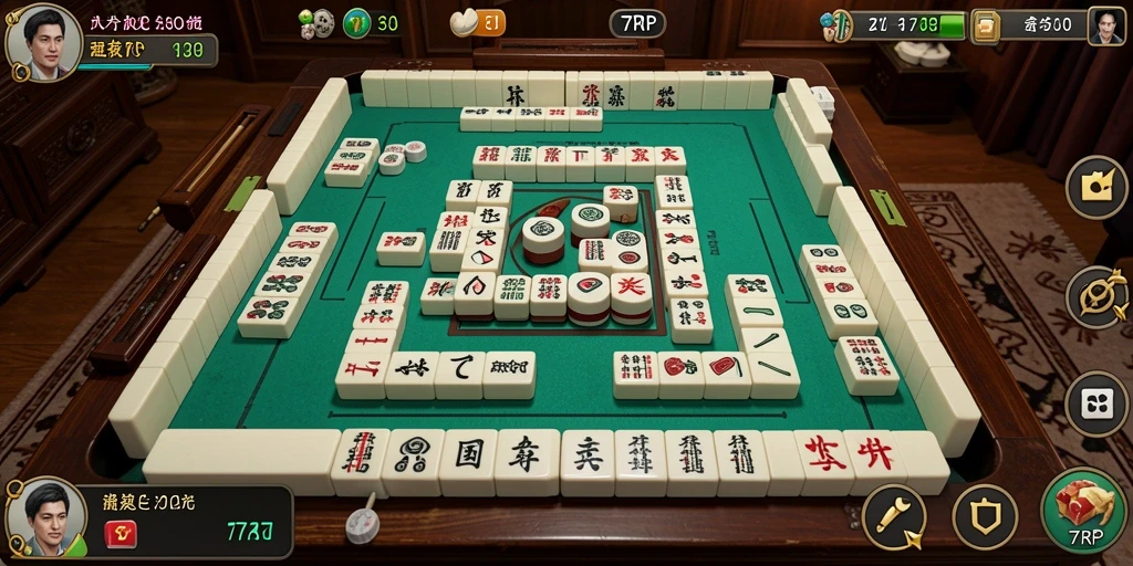 Screenshot gameplay <strong>77RP</strong> yang menunjukkan suasana permainan <strong>Mahjong</strong> yang menantang.