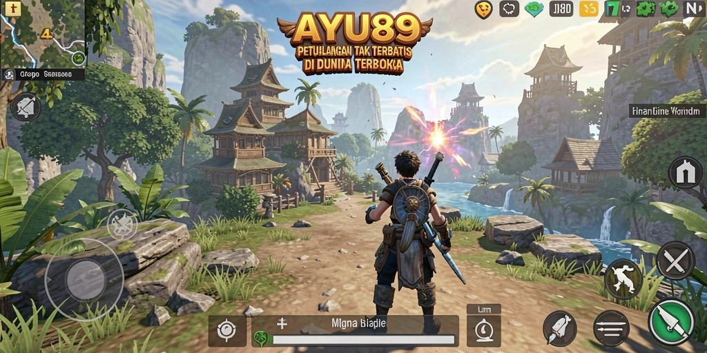 Screenshot AYU89 memperlihatkan pemandangan indah dunia terbuka yang luas.