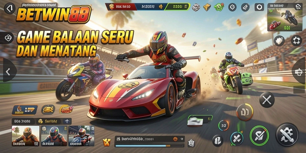 Tampilan gameplay balapan seru dalam BETWIN88.