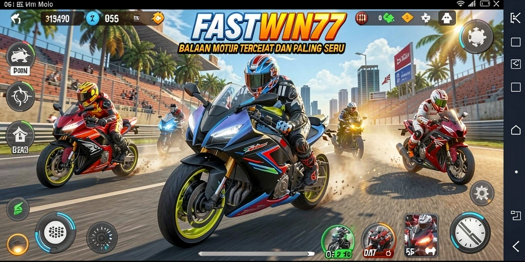 Screenshot dari gameplay seru FASTWIN77 di trek balap.