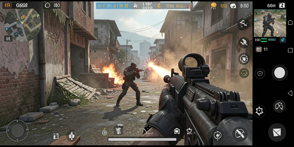 Screenshot gameplay G668 menampilkan aksi tembak-menembak yang intens.